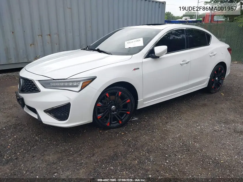 2021 Acura Ilx VIN: 19UDE2F86MA001957 Lot: 45517585