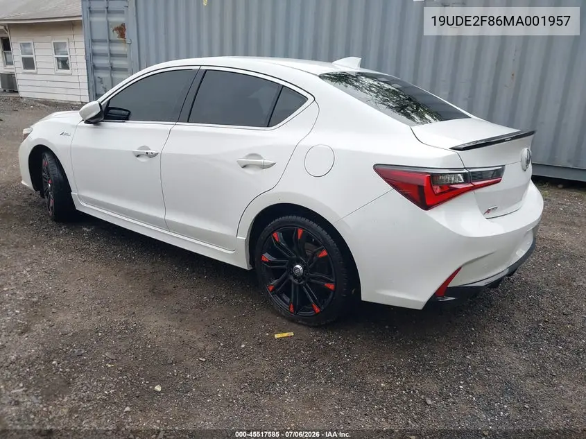 2021 Acura Ilx VIN: 19UDE2F86MA001957 Lot: 45517585