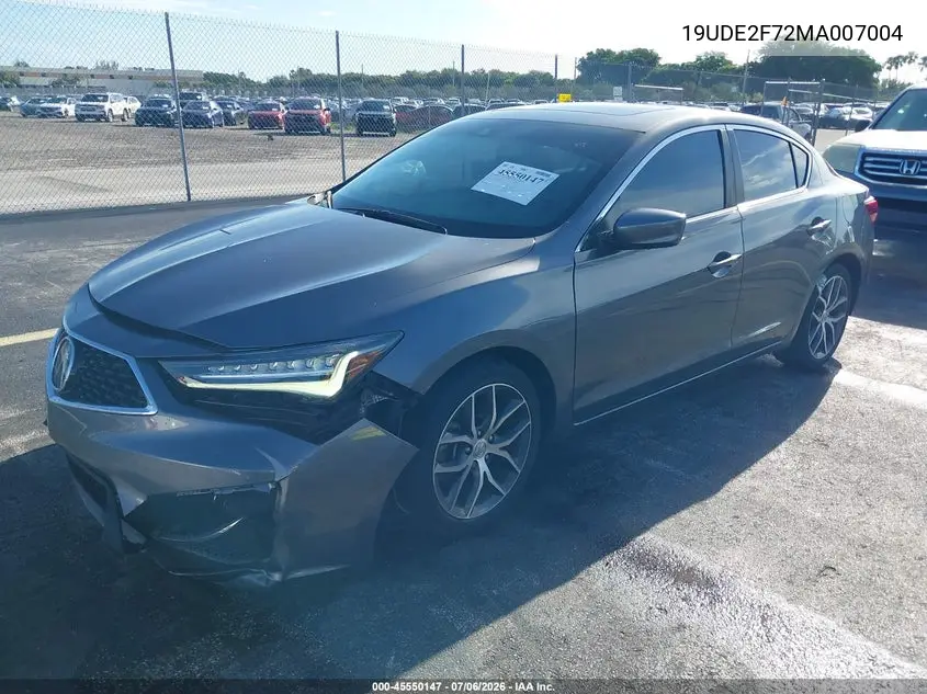 2021 Acura Ilx Premium Package/Technology Package VIN: 19UDE2F72MA007004 Lot: 45550147