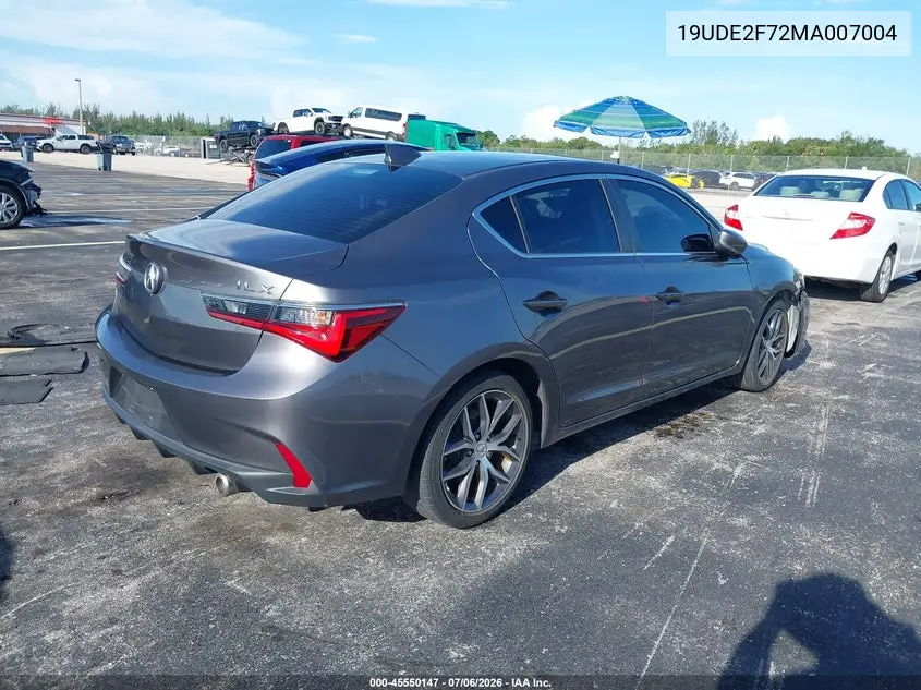 2021 Acura Ilx Premium Package/Technology Package VIN: 19UDE2F72MA007004 Lot: 45550147