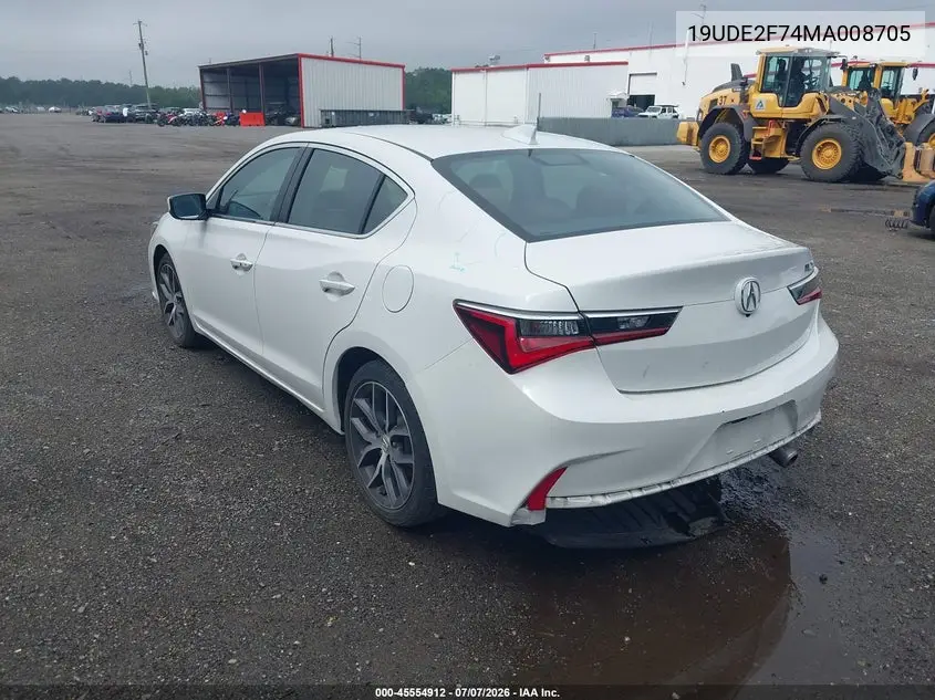 2021 Acura Ilx Premium Package/Technology Package VIN: 19UDE2F74MA008705 Lot: 45554912