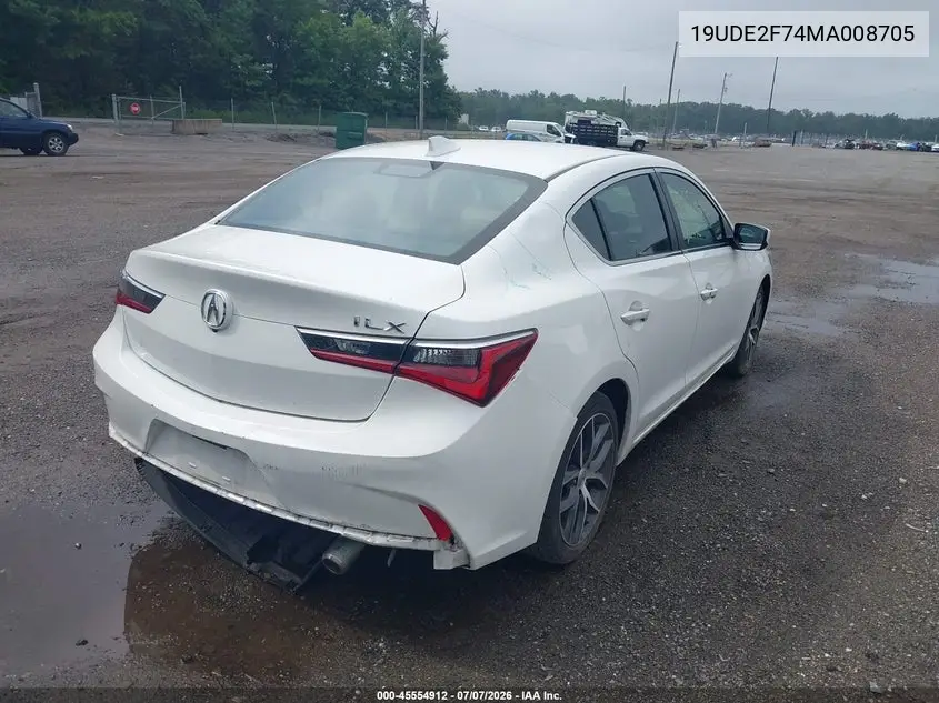 2021 Acura Ilx Premium Package/Technology Package VIN: 19UDE2F74MA008705 Lot: 45554912