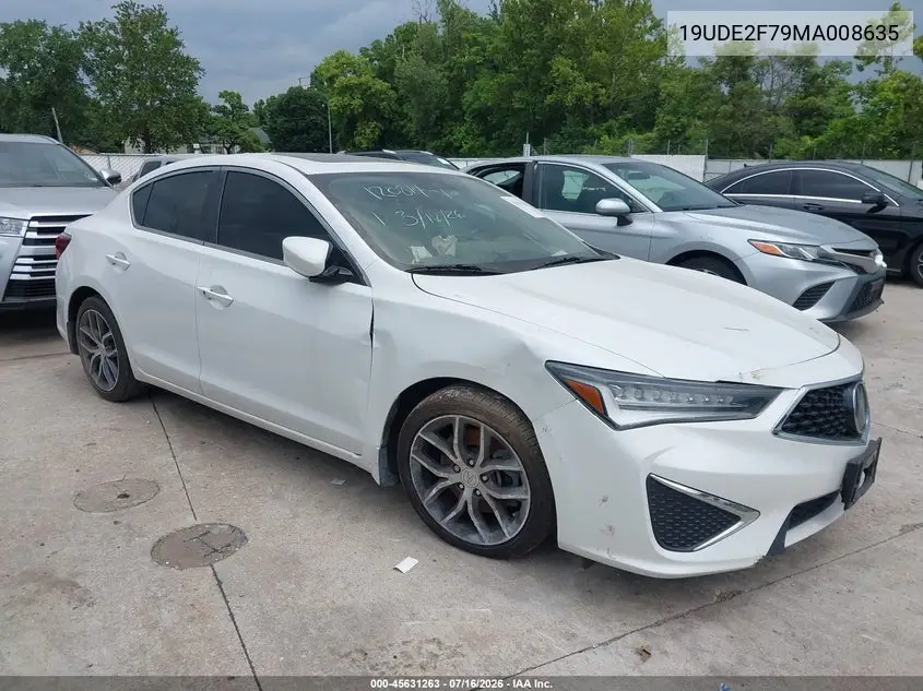 2021 Acura Ilx Premium Package/Technology Package VIN: 19UDE2F79MA008635 Lot: 45631263