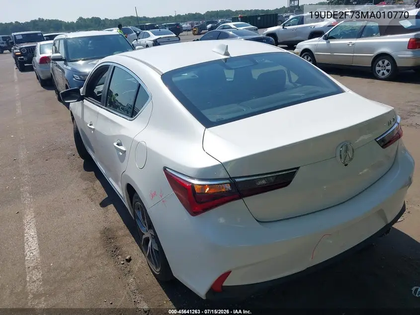 2021 Acura Ilx Premium Package/Technology Package VIN: 19UDE2F73MA010770 Lot: 45641263
