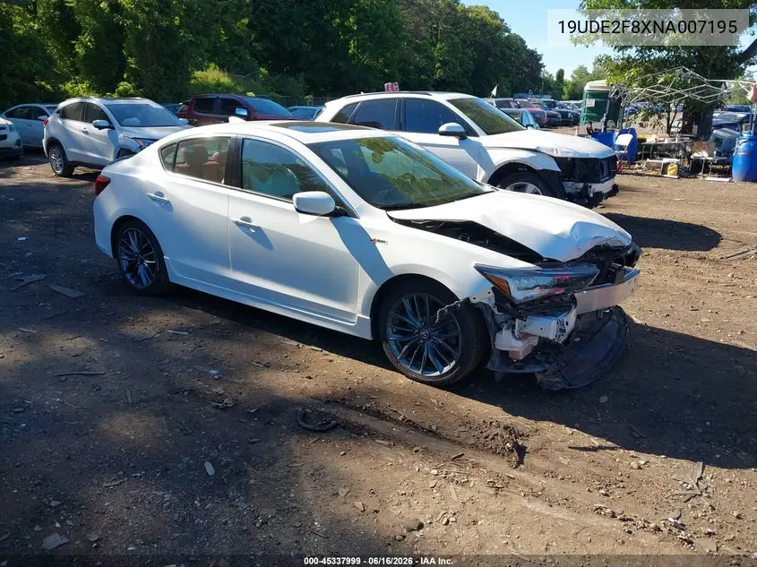 2022 Acura Ilx Premium A-Spec Packages/Technology A-Spec Packages VIN: 19UDE2F8XNA007195 Lot: 45337999