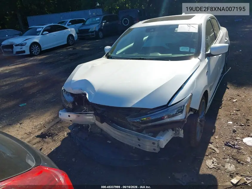 2022 Acura Ilx Premium A-Spec Packages/Technology A-Spec Packages VIN: 19UDE2F8XNA007195 Lot: 45337999