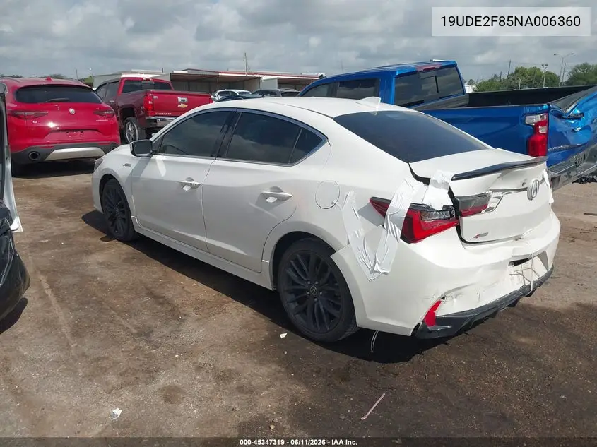 2022 Acura Ilx Premium A-Spec Packages/Technology A-Spec Packages VIN: 19UDE2F85NA006360 Lot: 45347319
