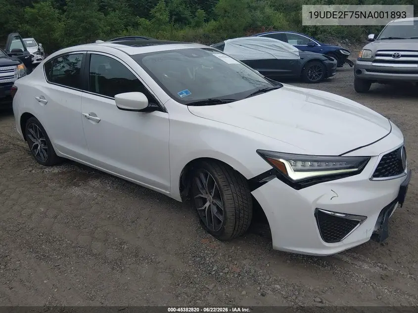 2022 Acura Ilx Premium Package VIN: 19UDE2F75NA001893 Lot: 45382820