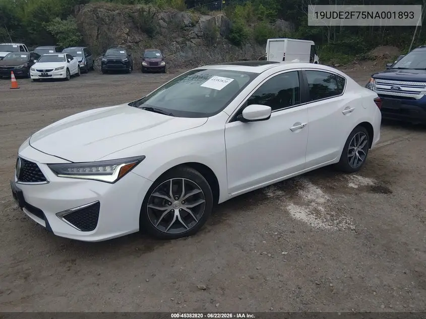 2022 Acura Ilx Premium Package VIN: 19UDE2F75NA001893 Lot: 45382820