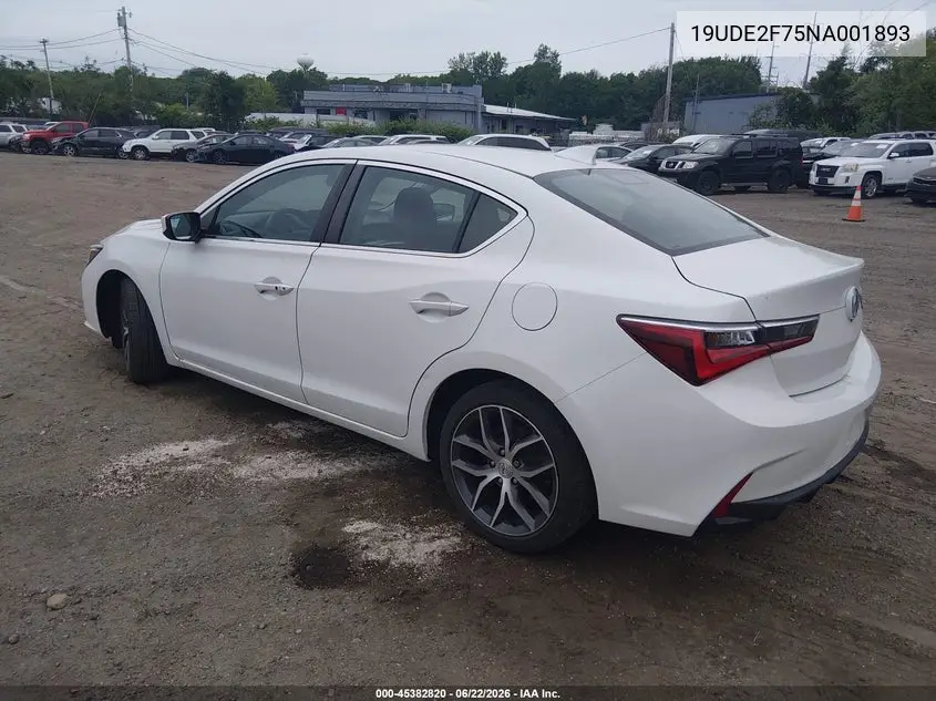 2022 Acura Ilx Premium Package VIN: 19UDE2F75NA001893 Lot: 45382820