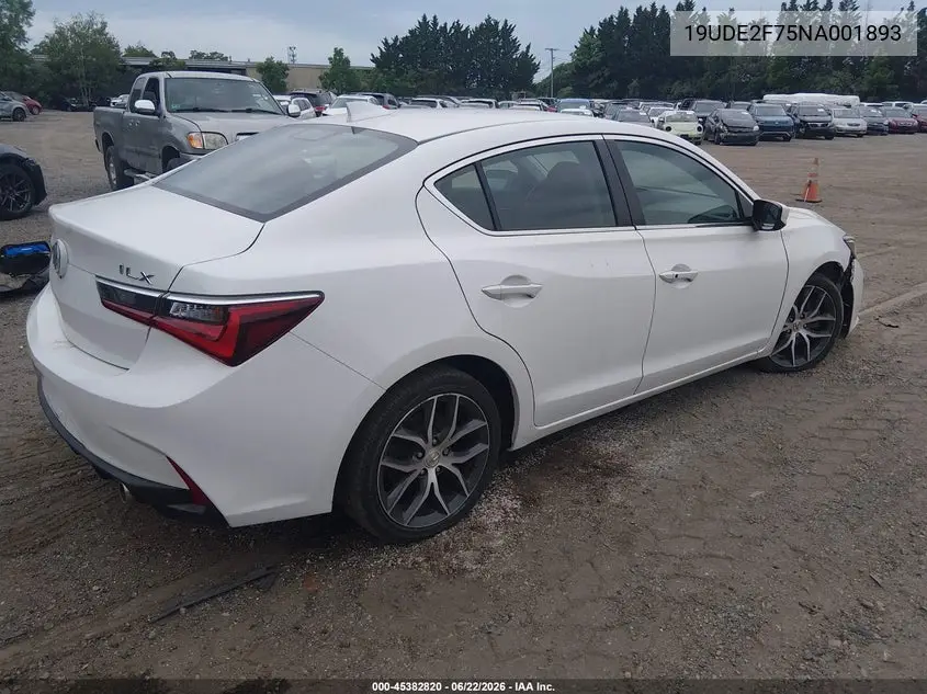 2022 Acura Ilx Premium Package VIN: 19UDE2F75NA001893 Lot: 45382820