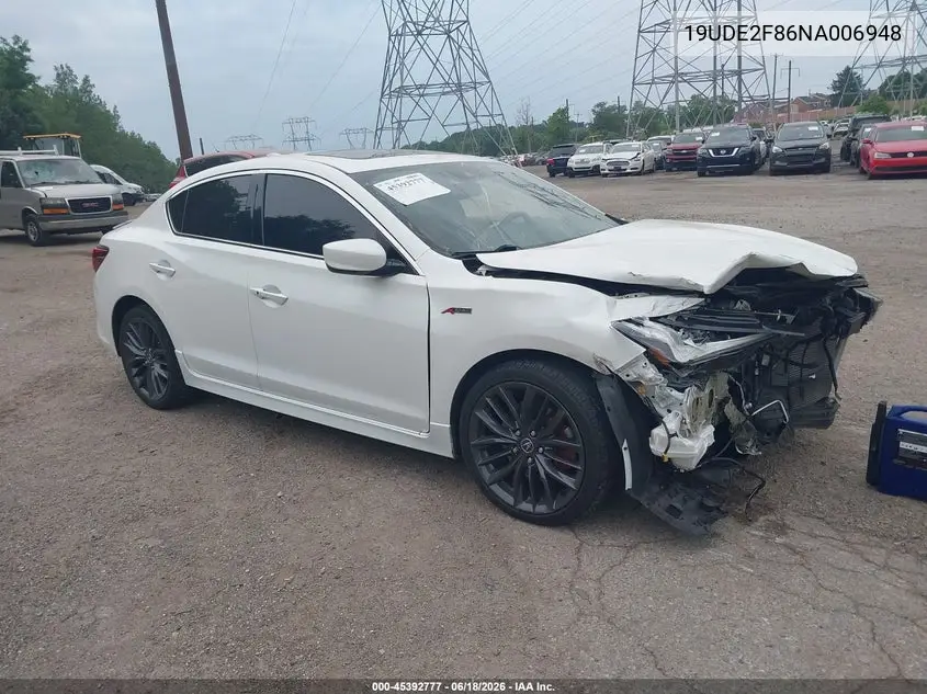 2022 Acura Ilx Premium A-Spec Packages/Technology A-Spec Packages VIN: 19UDE2F86NA006948 Lot: 45392777