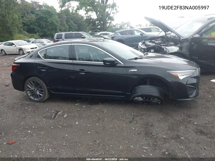 2022 Acura Ilx Premium A-Spec Packages/Technology A-Spec Packages VIN: 19UDE2F83NA005997 Lot: 45446257