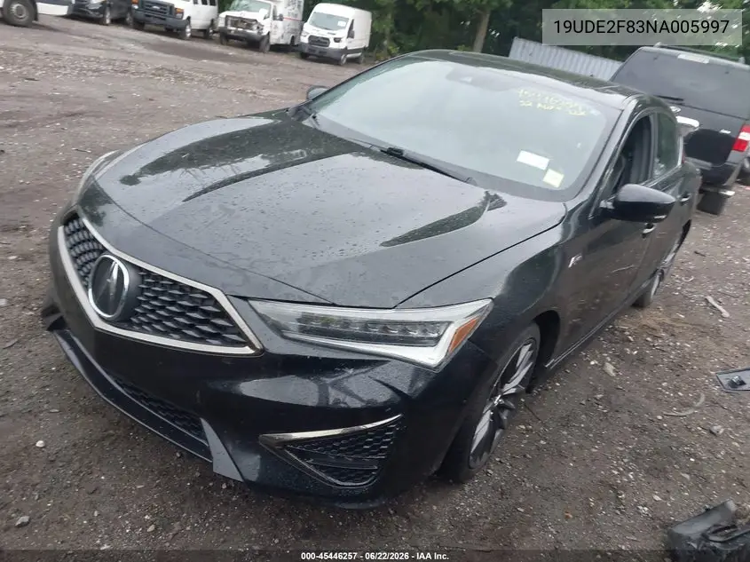 2022 Acura Ilx Premium A-Spec Packages/Technology A-Spec Packages VIN: 19UDE2F83NA005997 Lot: 45446257