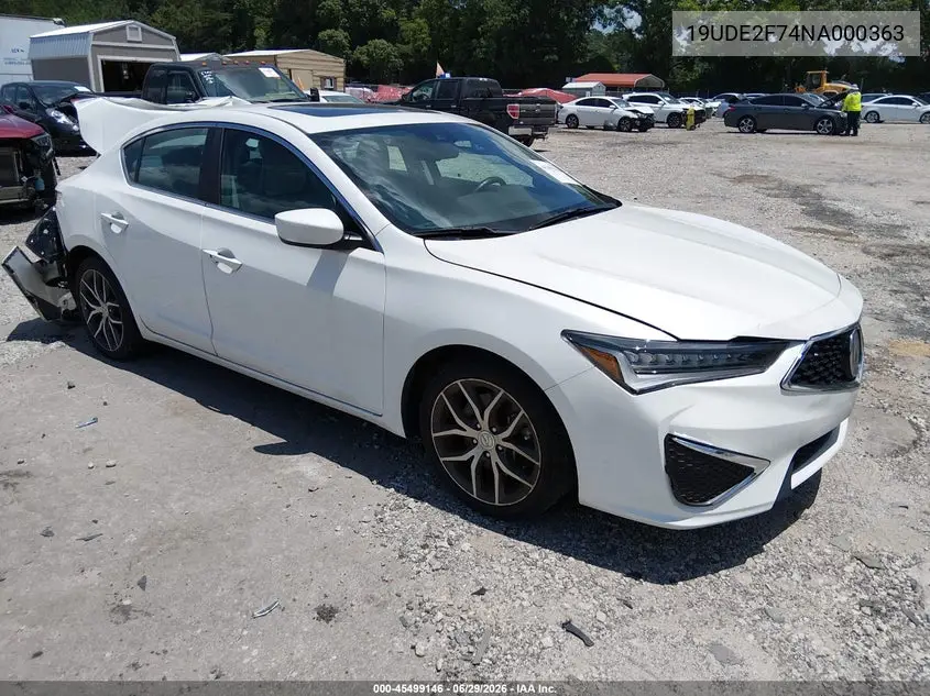 2022 Acura Ilx Premium Package VIN: 19UDE2F74NA000363 Lot: 45499146