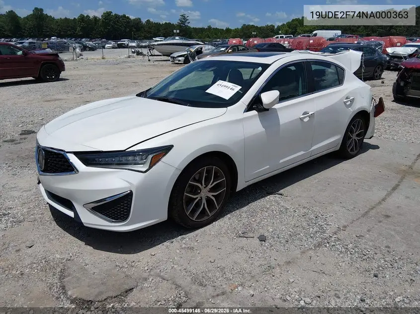 2022 Acura Ilx Premium Package VIN: 19UDE2F74NA000363 Lot: 45499146