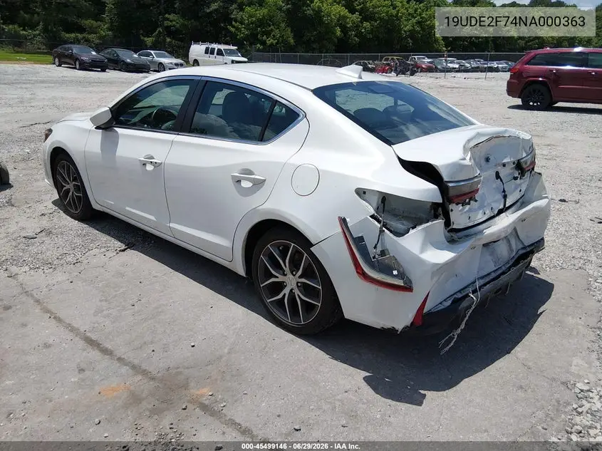 2022 Acura Ilx Premium Package VIN: 19UDE2F74NA000363 Lot: 45499146