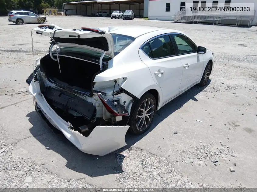 2022 Acura Ilx Premium Package VIN: 19UDE2F74NA000363 Lot: 45499146
