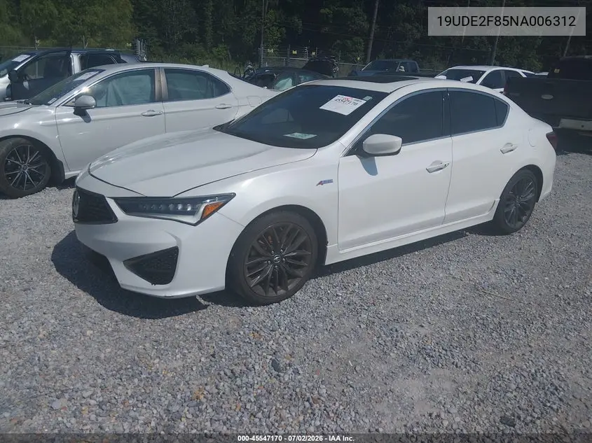 2022 Acura Ilx Premium A-Spec Packages/Technology A-Spec Packages VIN: 19UDE2F85NA006312 Lot: 45547170