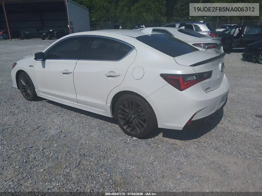 2022 Acura Ilx Premium A-Spec Packages/Technology A-Spec Packages VIN: 19UDE2F85NA006312 Lot: 45547170