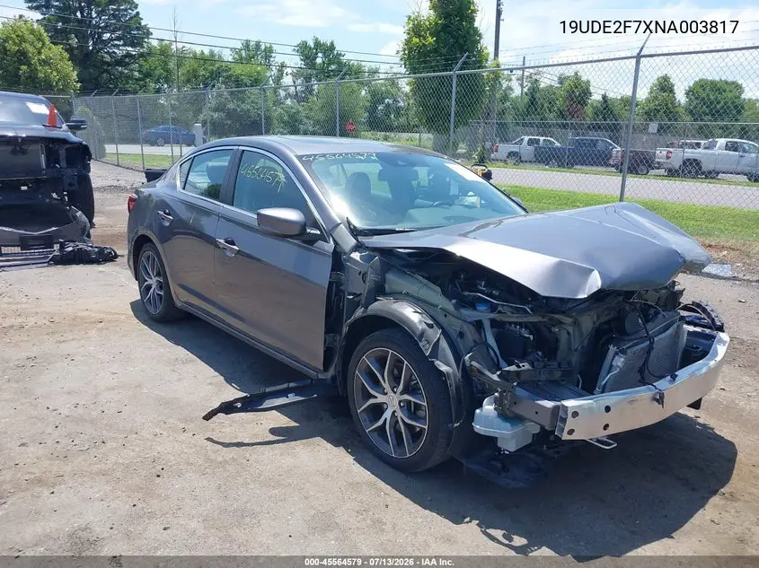 2022 Acura Ilx Premium Package VIN: 19UDE2F7XNA003817 Lot: 45564579