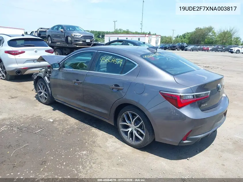 2022 Acura Ilx Premium Package VIN: 19UDE2F7XNA003817 Lot: 45564579