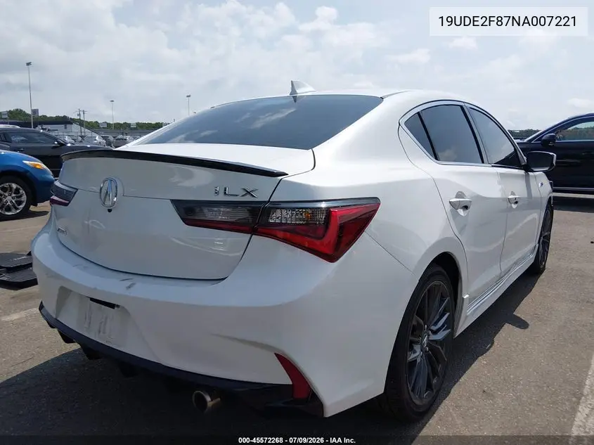 2022 Acura Ilx Premium A-Spec Packages/Technology A-Spec Packages VIN: 19UDE2F87NA007221 Lot: 45572268