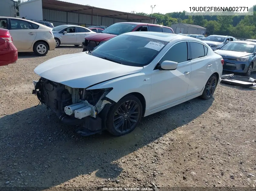 2022 Acura Ilx Premium A-Spec Packages/Technology A-Spec Packages VIN: 19UDE2F86NA002771 Lot: 45575170