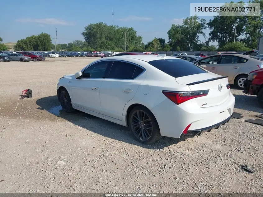2022 Acura Ilx Premium A-Spec Packages/Technology A-Spec Packages VIN: 19UDE2F86NA002771 Lot: 45575170