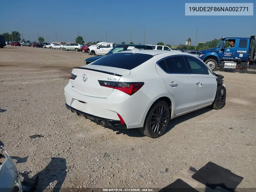2022 Acura Ilx Premium A-Spec Packages/Technology A-Spec Packages VIN: 19UDE2F86NA002771 Lot: 45575170
