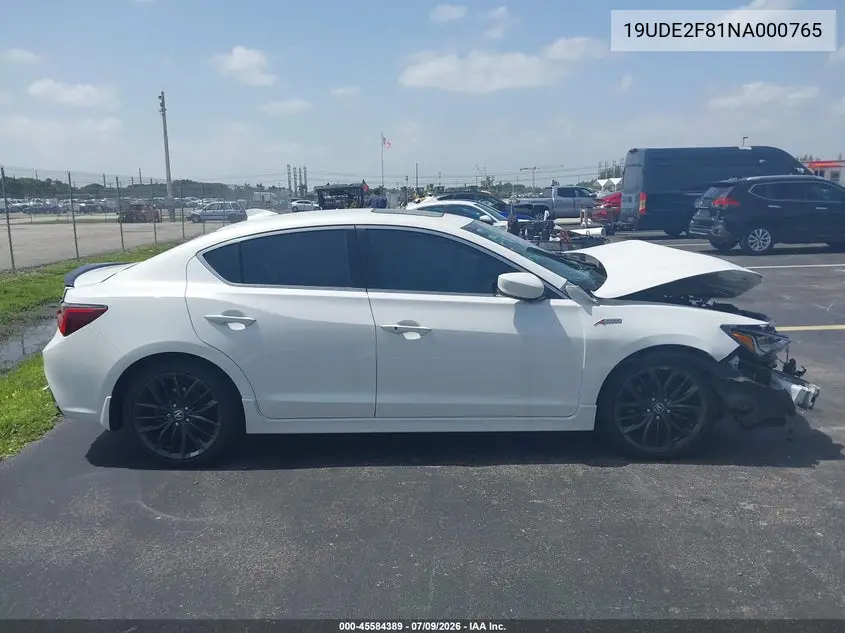 2022 Acura Ilx Premium A-Spec Packages/Technology A-Spec Packages VIN: 19UDE2F81NA000765 Lot: 45584389