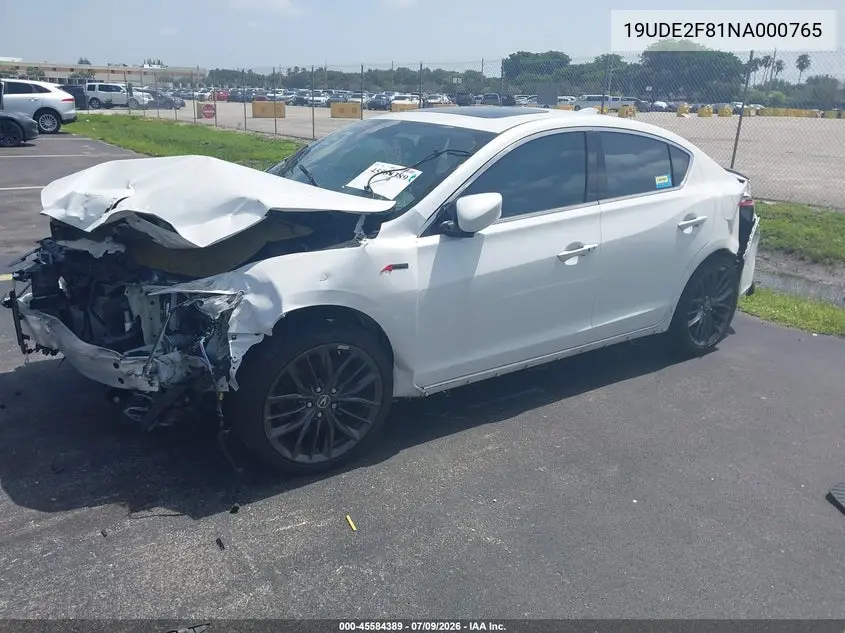 2022 Acura Ilx Premium A-Spec Packages/Technology A-Spec Packages VIN: 19UDE2F81NA000765 Lot: 45584389