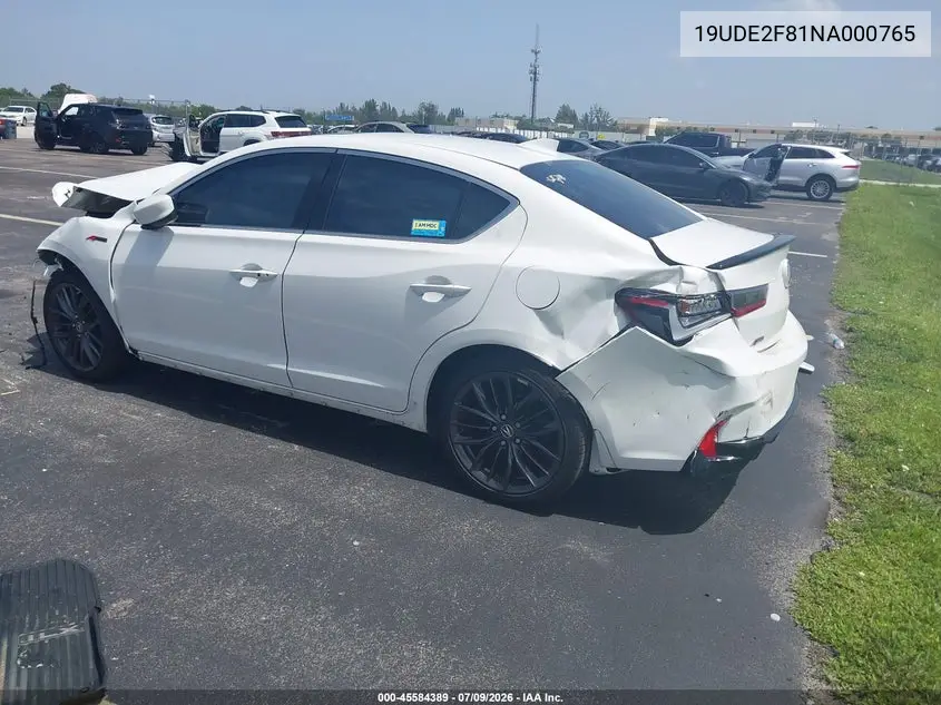 2022 Acura Ilx Premium A-Spec Packages/Technology A-Spec Packages VIN: 19UDE2F81NA000765 Lot: 45584389