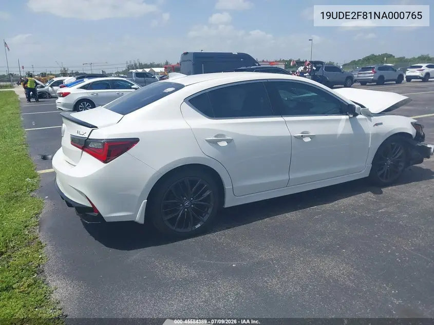 2022 Acura Ilx Premium A-Spec Packages/Technology A-Spec Packages VIN: 19UDE2F81NA000765 Lot: 45584389