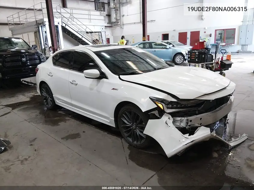 2022 Acura Ilx Premium A-Spec Packages/Technology A-Spec Packages VIN: 19UDE2F80NA006315 Lot: 45591820