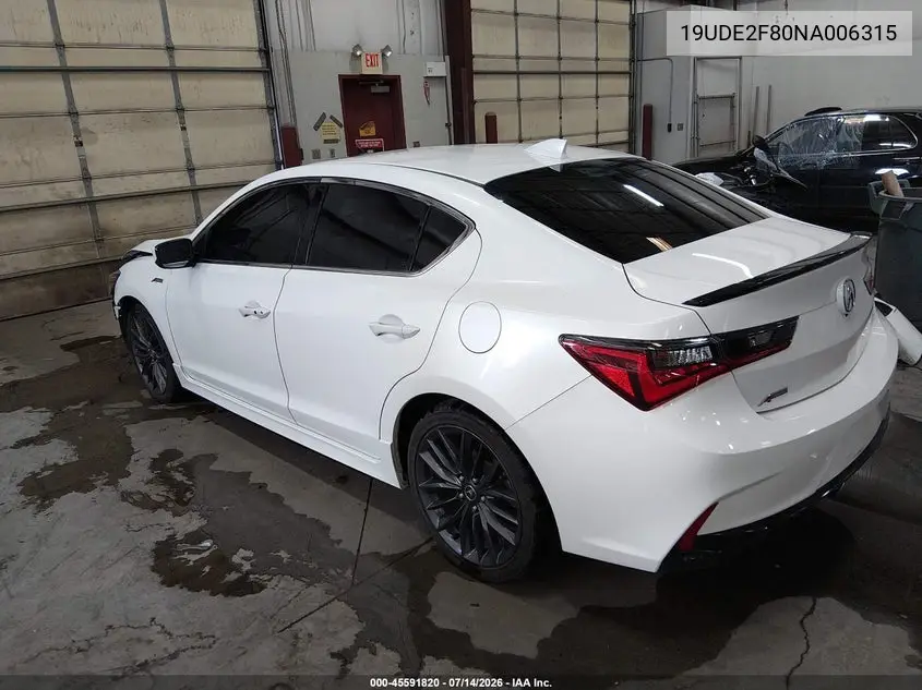 2022 Acura Ilx Premium A-Spec Packages/Technology A-Spec Packages VIN: 19UDE2F80NA006315 Lot: 45591820