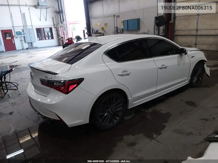 2022 Acura Ilx Premium A-Spec Packages/Technology A-Spec Packages VIN: 19UDE2F80NA006315 Lot: 45591820