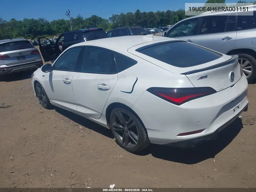 2024 Acura Integra A-Spec Technology VIN: 19UDE4H68RA001151 Lot: 45234180