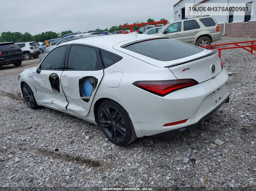 2025 Acura Integra A-Spec VIN: 19UDE4H37SA020981 Lot: 45148042