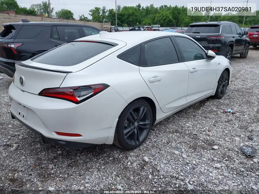 2025 Acura Integra A-Spec VIN: 19UDE4H37SA020981 Lot: 45148042