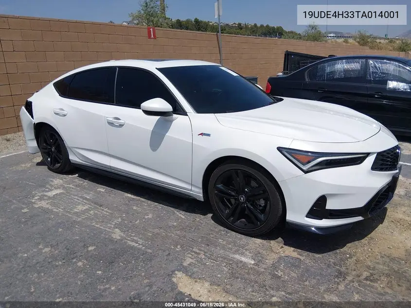 2026 Acura Integra A-Spec VIN: 19UDE4H33TA014001 Lot: 45431049