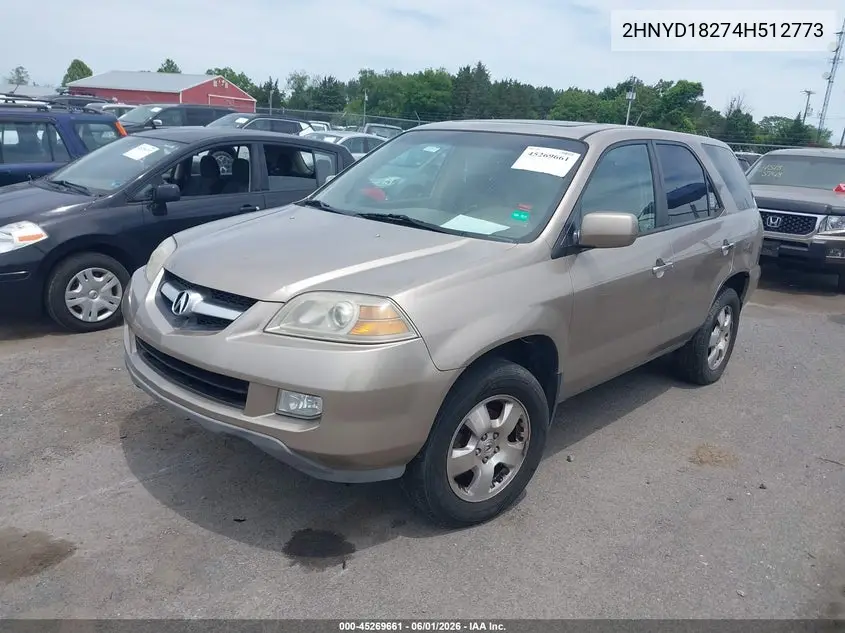 2004 Acura Mdx VIN: 2HNYD18274H512773 Lot: 45269661