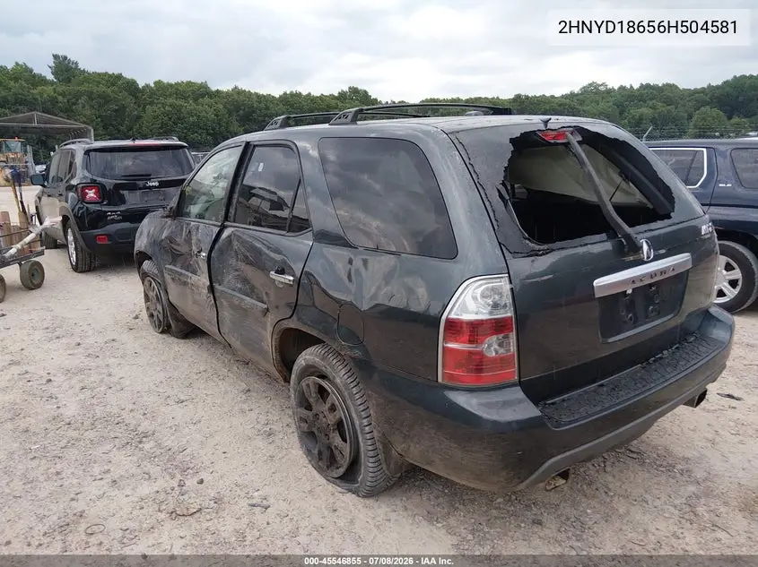 2006 Acura Mdx VIN: 2HNYD18656H504581 Lot: 45546855