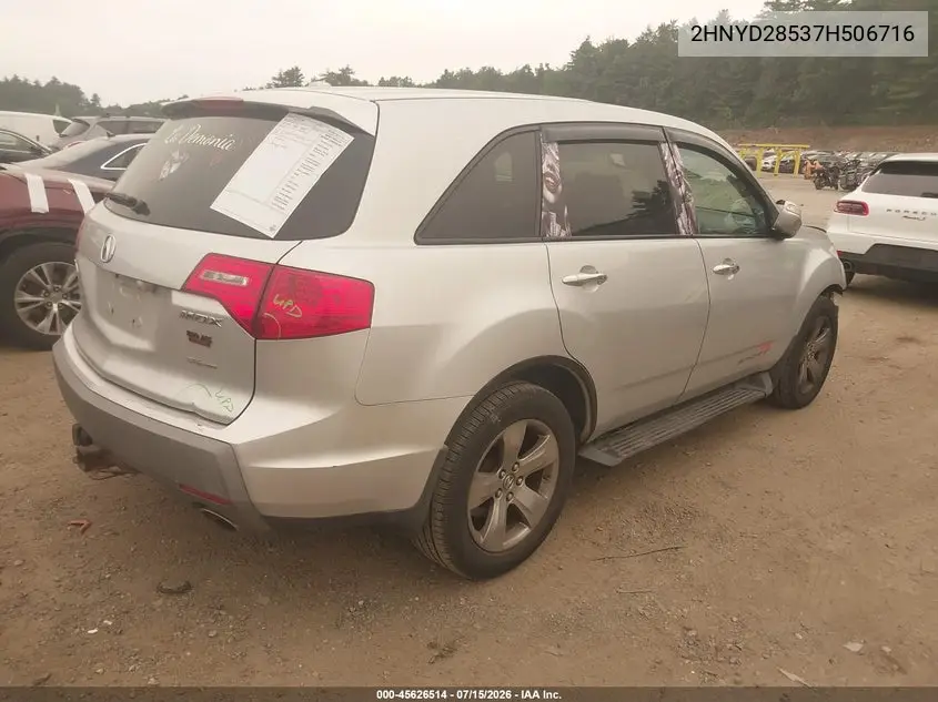 2007 Acura Mdx Sport Package VIN: 2HNYD28537H506716 Lot: 45626514