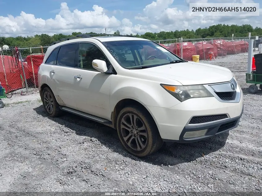 2010 Acura Mdx Technology Package VIN: 2HNYD2H66AH514020 Lot: 45511746