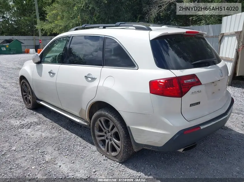 2010 Acura Mdx Technology Package VIN: 2HNYD2H66AH514020 Lot: 45511746