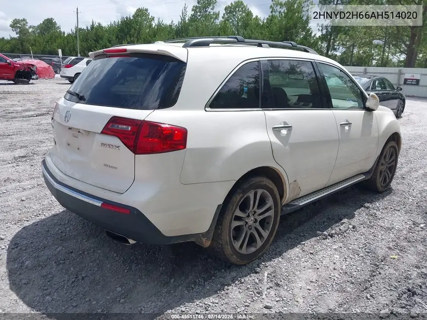2010 Acura Mdx Technology Package VIN: 2HNYD2H66AH514020 Lot: 45511746