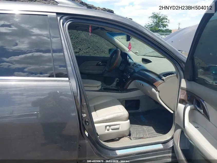 2011 Acura Mdx VIN: 2HNYD2H23BH504012 Lot: 45250679
