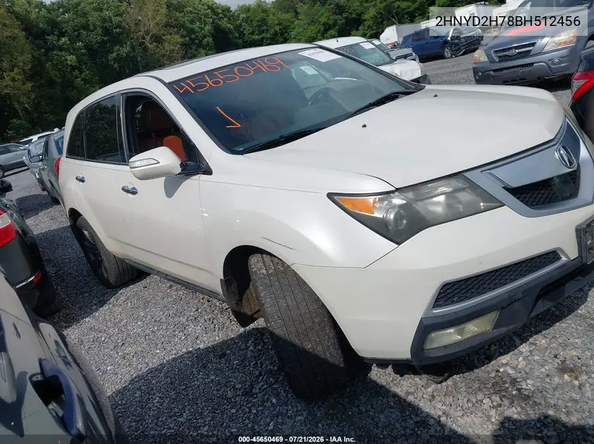 2011 Acura Mdx Advance Package VIN: 2HNYD2H78BH512456 Lot: 45650469