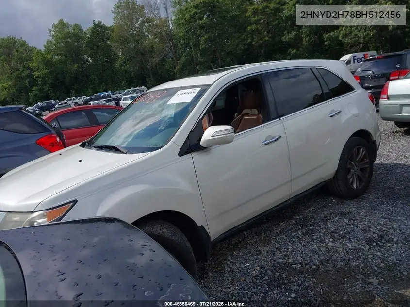 2011 Acura Mdx Advance Package VIN: 2HNYD2H78BH512456 Lot: 45650469